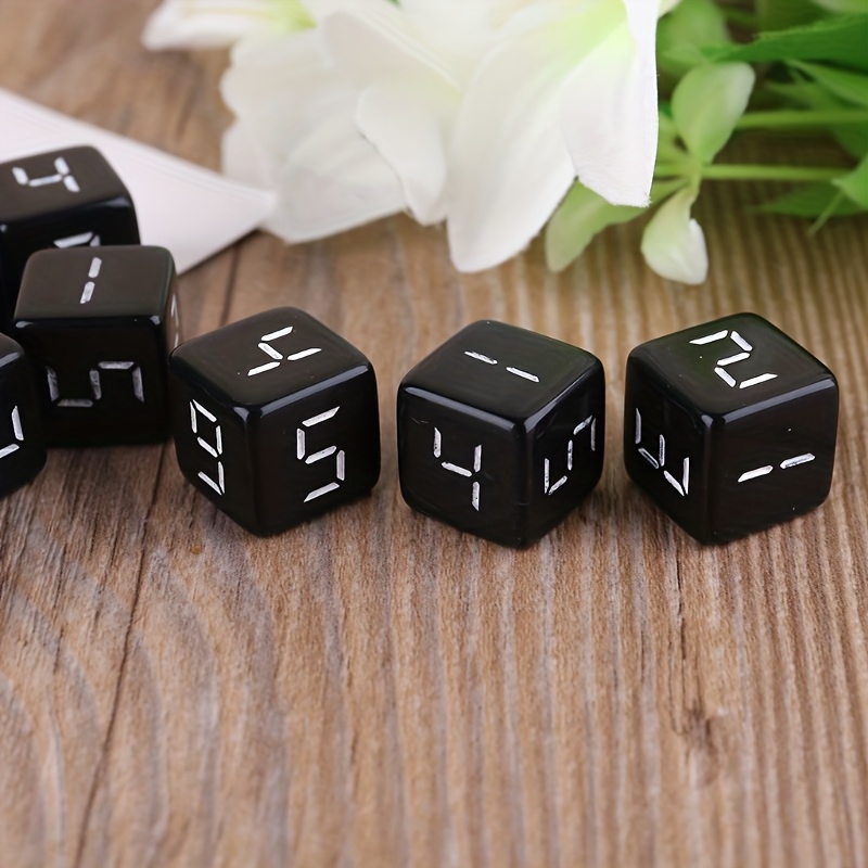 6pcs Acrylic Black Screen Mechanical Number Dice Set